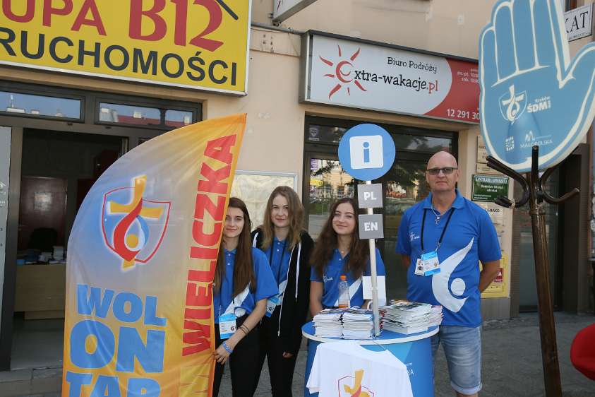 WeltJugendTag Krakau 2016 WYD Info-Point am Hauptplatz in Wieliczka.