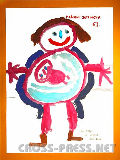 2009.01.11_16.58.04.JPG - Das Entstehen des Lebens ist nicht nur ein Wunder, es ist ein sprichwrtlich freudiges Ereignis: etwas, das Kinder noch in Gefhlserinnerung haben. Ein kleines Kunstwerk unter vielen, die im Haus St.Benedikt zu sehen sind.